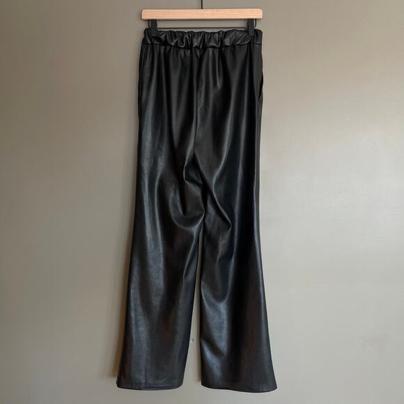 Anine Bing Koa Pant in Black Vegan Leather Size XS High Rise Wide Leg Chic Sexy - Picture 10 of 16
